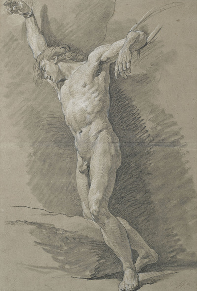 academie-d-homme-nu-les-bras-attaches-par-des-cordes
