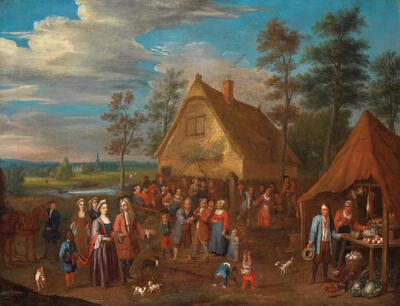 a-village-market-with-elegant-figures-and-their-slave