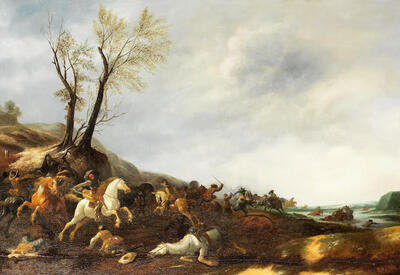 a-cavalry-skirmish-on-the-banks-of-a-river