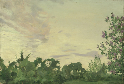 twilight-evening-landscape-with-a-lilac-bush-on-the-right