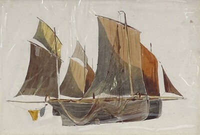 beached-gaff-rigged-trawlers-drying-their-nets
