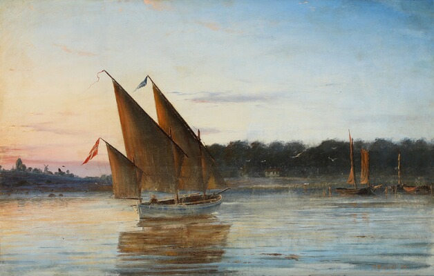 seascape-with-sailing-boats-at-sundown
