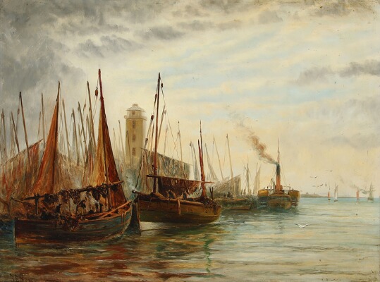 harbour-scene-with-anchored-fishing-boats