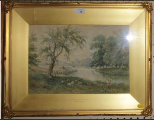 view-in-surrey-sheep-and-figures-by-a-river