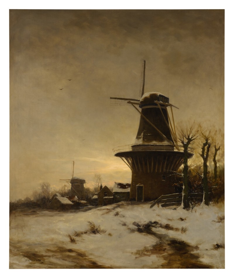 a-windmill-and-a-village-on-the-edge-of-a-snowy-meadow