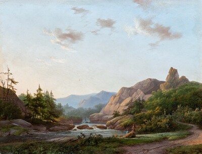 a-mountainous-landscape-with-figures-by-a-stream